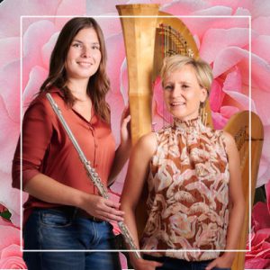 tickeld pink bruiloft duo fluit en harp weddingfair